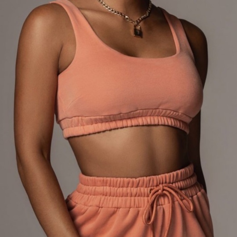 JLUX LABEL CORAL NADALA FEECE CROP TOP